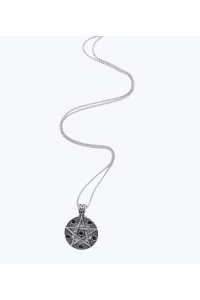 Paslanmaz Çelik Pentagram Viking Gotik Kolye - Resim 2