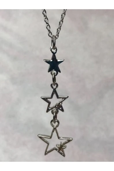 Star Yıldız 3 lü Gotik Gümüş Kolye ürün görseli 1