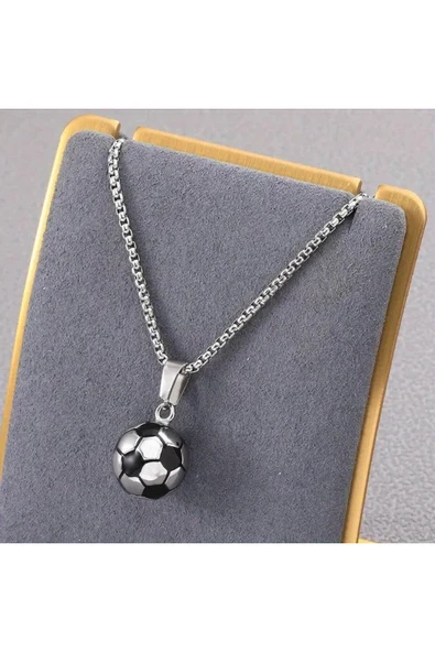 Futbol Topu Futbolcu Hediyelik Erkek Kolye 316L Paslanmaz Çelik A+++ PLUS - 70cm Zincir ürün görseli 1