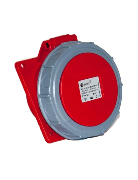Tp Electric 3108-309-1600 5X32A CEE Norm Eğik Makine Prizi 83X90 Vidalı IP67 ürün görseli 1