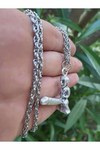 Bereket Tanrısı Kolye Erkek Kadın Antik Gümüş Kaplama 60 cm Zincir ürün görseli 1