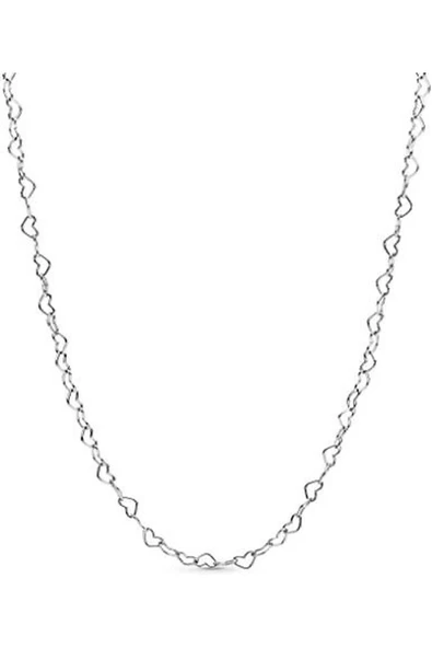 Chain Heart Kalp Sevgili Hediye Kolye - Resim 4