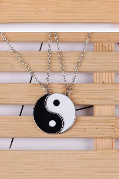 2 Adet Ying Yang Denge Zincir Kolye Sevgili Arkadaşlık Unisex Best Friends Kolyesi ürün görseli 1