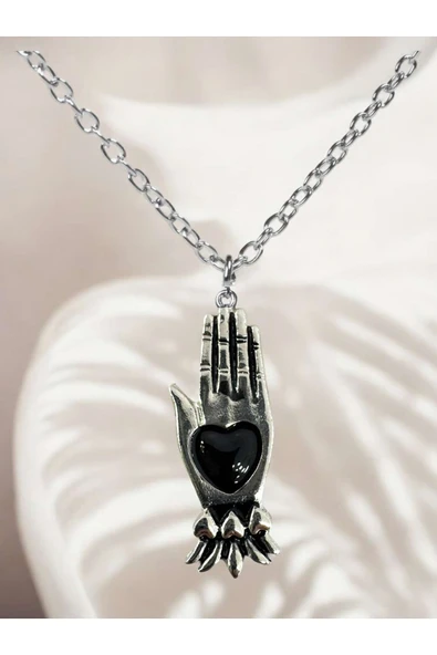 BLACK MARIE'S HAND KOLYE Siyah El Kalp Detaylı Kolye 60 cm ürün görseli 1