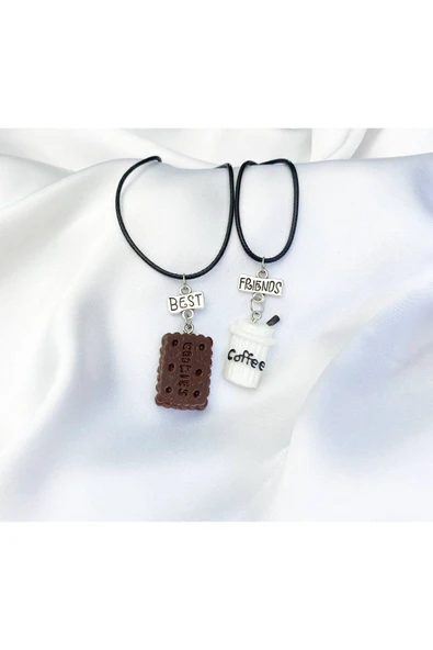 Best Friend Coffe Kurabiye İkili Arkadaş Sevgili Kolye ürün görseli 1