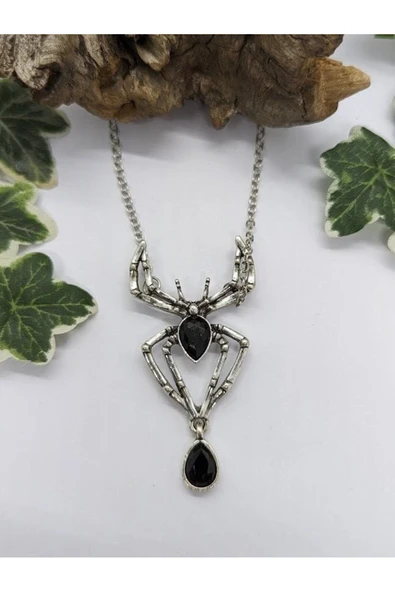 Örümcek Spider Gotik Siyah Zarif Kolye ürün görseli 1
