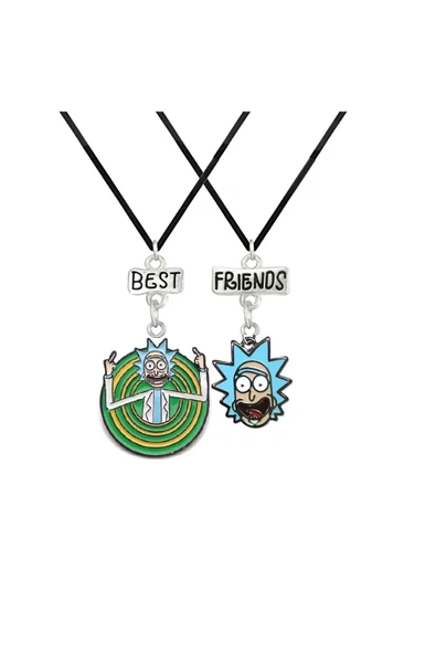 Best Friensd Rick And Morty Çift Ikili Bbf Kolye ürün görseli 1