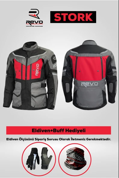 REVO STORK Kırmızı 4 Mevsim Unisex Motosiklet Montu + ELDİVEN VE BUFF HEDİYELİ ürün görseli 1