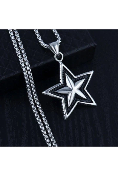 Yıldız Star Pentegram Paslanmaz Çelik 316L Kolye - Resim 2