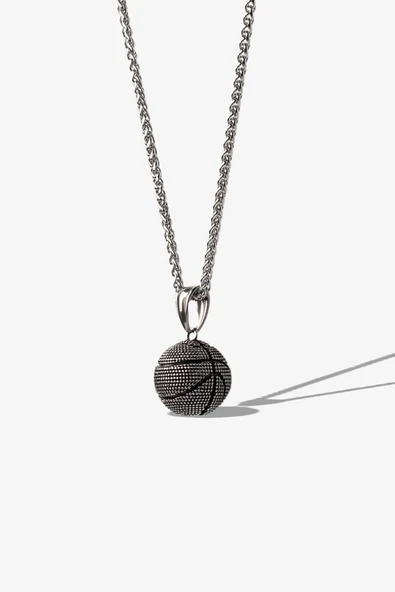Basket Topu Basketçi Hediye Paslanmaz Çelik Kolye Zincir ve Kolye Ucu 60 cm ürün görseli 1