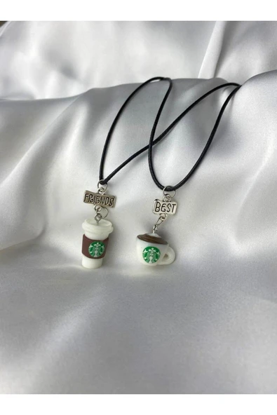 Best Friends Renkli  Kahve Bff 2'li Arkadaşlık Kolyesi ürün görseli 1