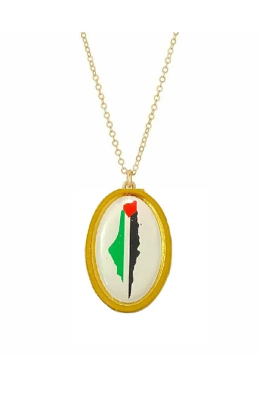 Filistin Haritası ( Kudüs Palestine ) Gold Kolye ürün görseli 1