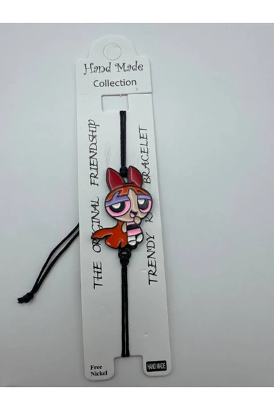 Powerpuff Girls Blossom Figürlü İp Unisex Bileklik – Ayarlanabilir Sevimli Tasarım ürün görseli 1