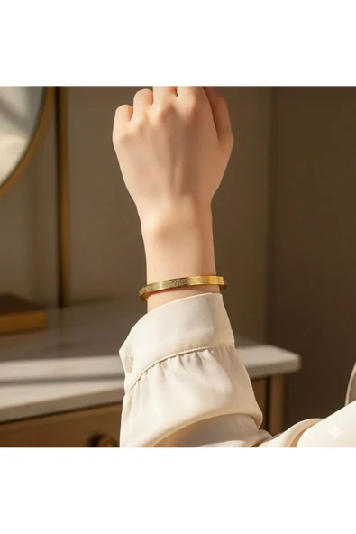 Ayetel Kürsi Bileklik – Gold Renk, Paslanmaz Çelik Ayarlanabilir Unisex Tasarım ürün görseli 1