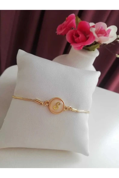 Altın Sedef Ayarlanabilir Kadın Gold Asansörlü S Harf Bileklik ürün görseli 1