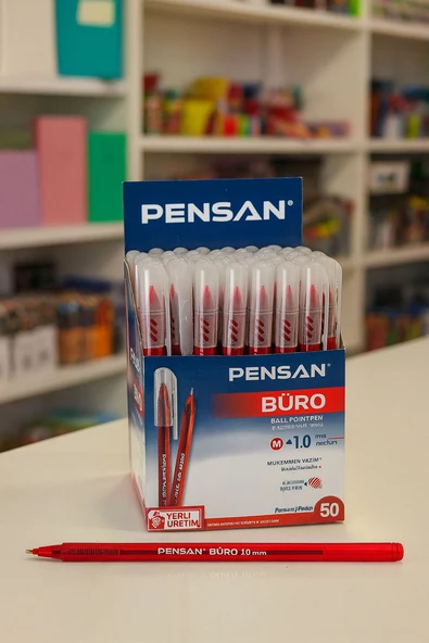 Pensan 2270 Büro Kırmızı  50'li Tükenmez Kalem ürün görseli 1