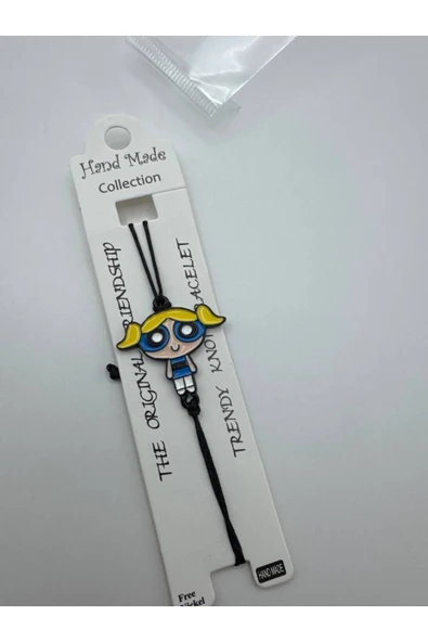 Powerpuff Girls Bubbles Figürlü İp Unisex Bileklik – Ayarlanabilir Sevimli Tasarım ürün görseli 1