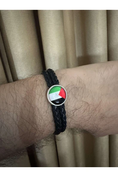 Filistin Haritası Deri Bileklik Siyah ürün görseli 1