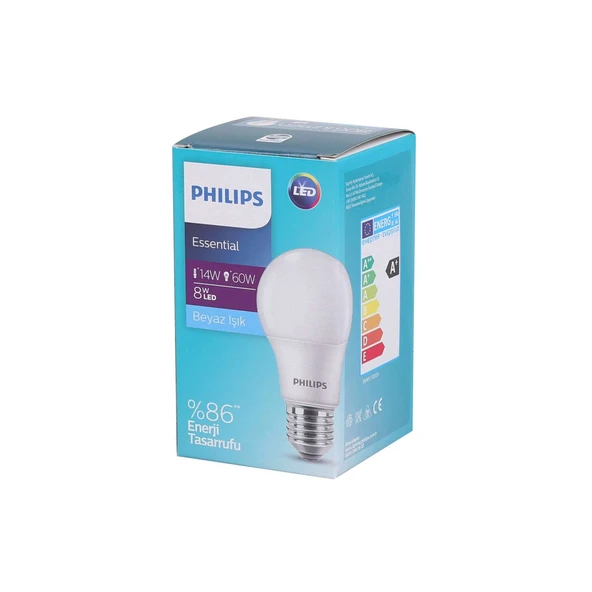 Philips Essential 8W-60W E27 6500K 230V Beyaz Işık Led Ampul ürün görseli 1