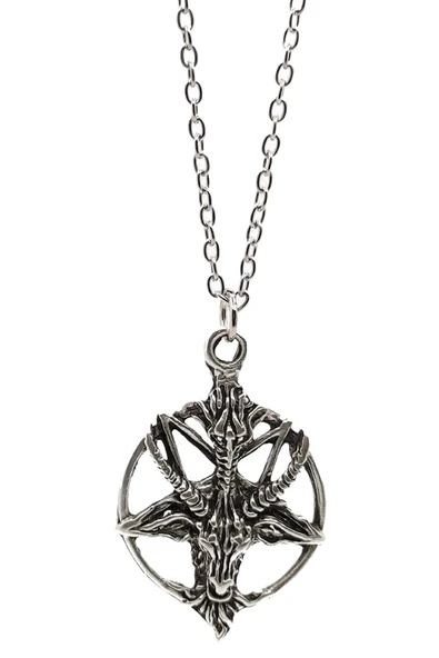 925 Ayar Gümüş Kaplama Ters Pentagram Keçi Kafası Kolye ürün görseli 1
