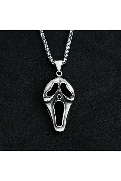 Scream Çığlık Erkek Kadın Kolye Antik Gümüş Kaplama ürün görseli 1
