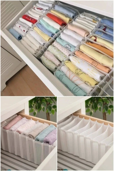 11 Bölmeli Çekmece İçi Katlanır Çamaşır Düzenleyici Organizer 13 x 13 x 38 cm ürün görseli 1