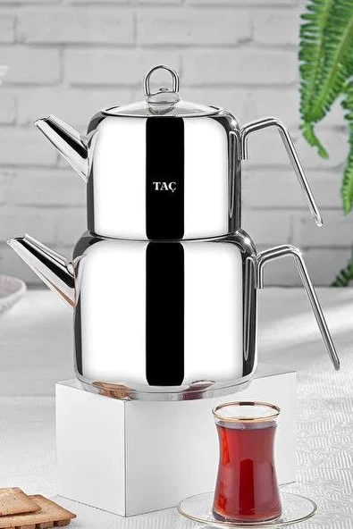 Taç Hera Jumbo Çaydanlık Takımı Platin Üst Demlik: 2,20 L  Alt Demlik: 4,20 L ürün görseli 1