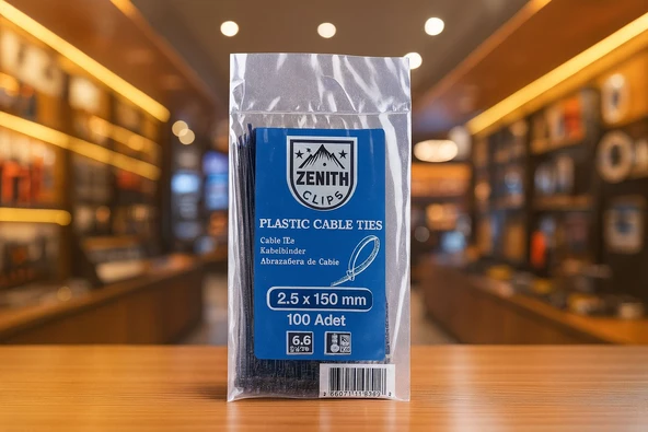 Zenith 2,5x100 mm 100 Adet Beyaz Kablo Bağı Plastik Cırt Kelepçe ürün görseli 1