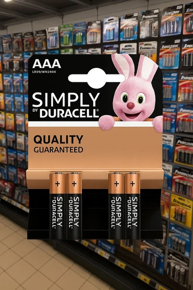 Duracell Alkalin AAA 4 lü Paket İnce Kalem Pil ürün görseli 1