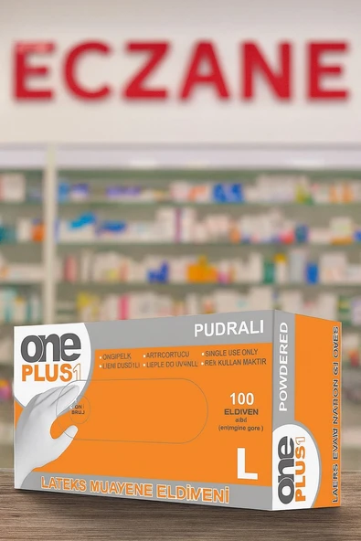 Oneplus Eldiven  Muayene Latex Beyaz  L - Large Pudralı ürün görseli 1