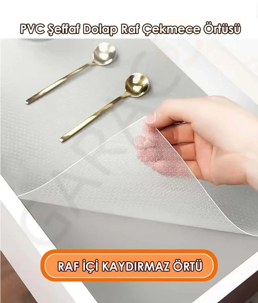 45 cm x 5 Metre Kaymaz Dolap Içi Çekmece Raf Örtüsü Kaydırmaz Raf Örtüsü - Beyaz ürün görseli 1