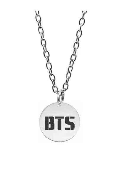 Bts Müzik Grubu Kolye Kadın Erkek Gümüş Kaplama Düz Zincir 60cm ürün görseli 1