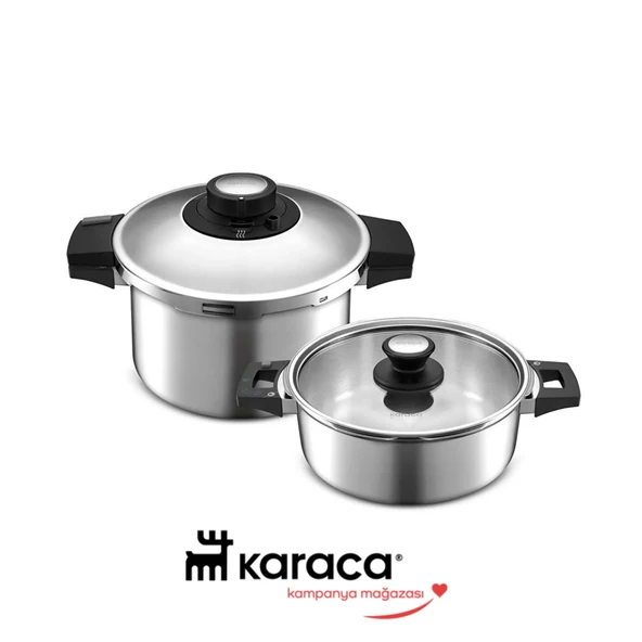 Karaca Quick and Safe İndüksiyon Tabanlı Düdüklü Tencere Seti 4+6 Lt ürün görseli 1