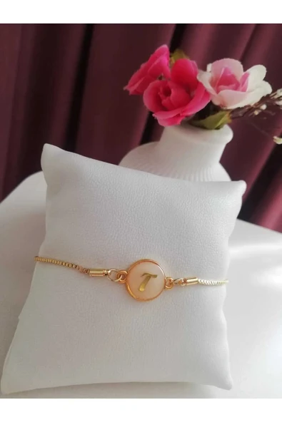 Altın Sedef Ayarlanabilir Kadın Gold Asansörlü T Harf Bileklik ürün görseli 1