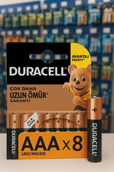 Duracell LR03-MN2400 8'li Alkalin AAA İnce Kalem Pil ürün görseli 1