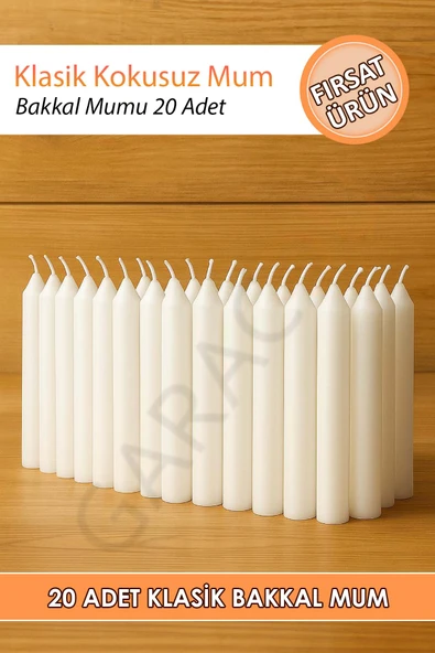 Klasik Kokusuz Bakkal Mum Dilek Mumu 20 Adet (10 CM) ürün görseli 1