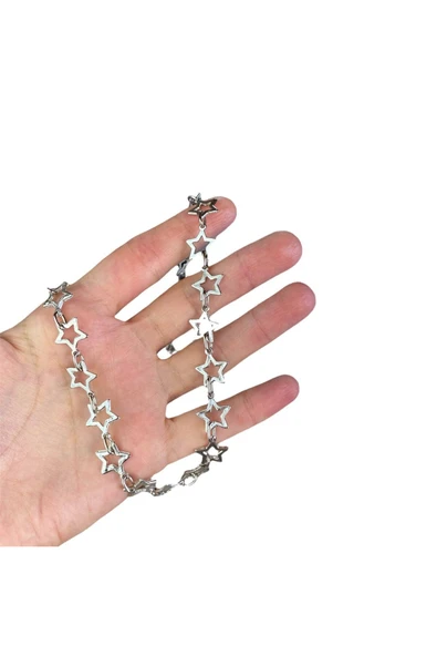 Full Yıldız Motifli Silver Bileklik - Resim 3