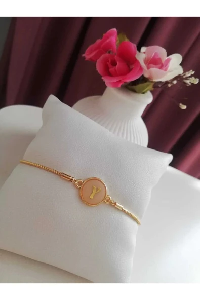 Altın Sedef Ayarlanabilir Kadın Gold Asansörlü Y Harf Bileklik ürün görseli 1