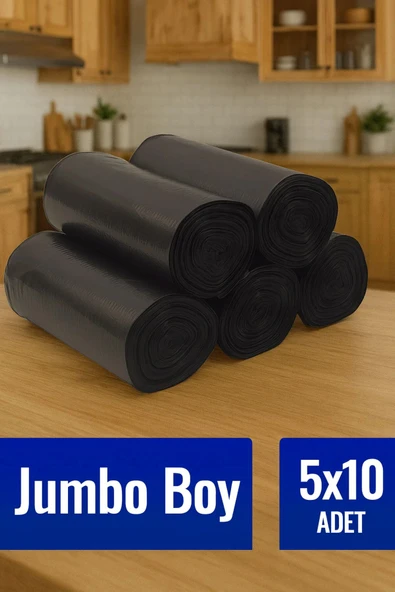 Çöp Torbası Jumbo Boy 10’lu 5 Rulo Kalın 80x110 Çöp Taşıma Taşınma Nakliye Poşeti ürün görseli 1