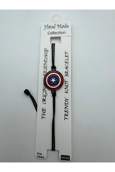 Kaptan Amerika Kalkan Figürlü Ayarlanabilir Unisex Bileklik – Marvel Tarzı Tasarım ürün görseli 1