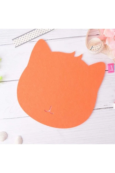Kedi Figürlü Sevimli Şık Mouse Pad Turuncu ürün görseli 1