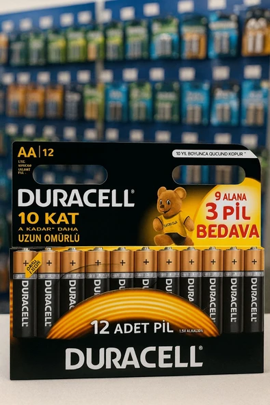 Duracell Alkalin AA 12'li Kartela Kalem Pil ürün görseli 1