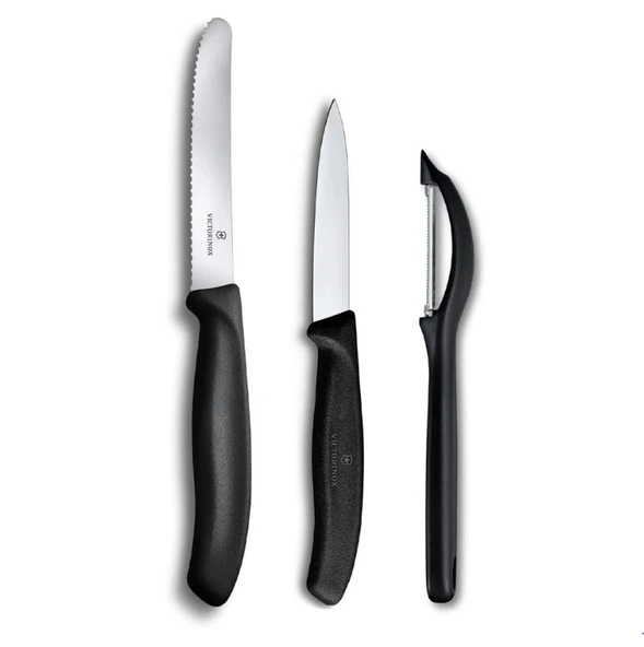 Victorinox Swiss Classic 3Lü Bıçak ve Soyacak Seti Siyah ürün görseli 1