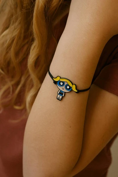 Powerpuff Girls Bubbles Figürlü Ayarlanabilir Unisex Bileklik – Sevimli Tasarım ürün görseli 1