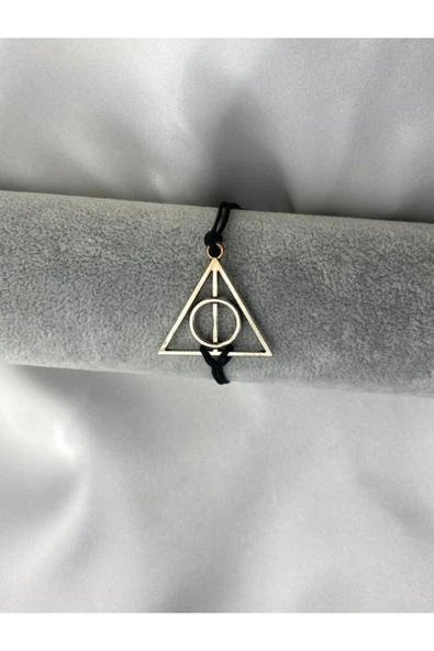Haryy Potter Ölüm Yadigarları Üçgen Gümüş Metal Bileklik Ayarlanabilir İp ürün görseli 1