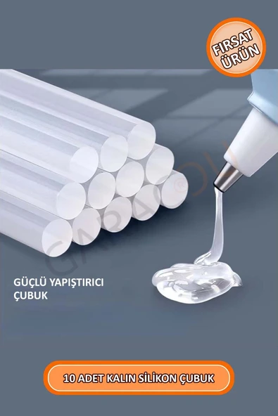 Kalın Mum Silikon Çubuk 11,2 mm Kalınlık 30 cm Uzunluk 10 Adet, Kalın Çubuk Silikon ürün görseli 1
