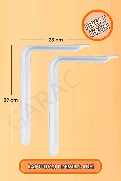 Beyaz Raf Altı Demir Ayak Raf Tutucu L Demir 23x29 cm Duvar Montaj Demir Ayak 2 Adet ürün görseli 1