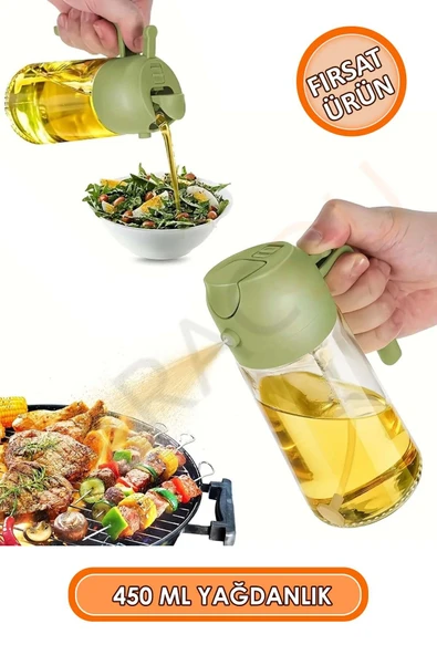 Püskürtmeli ve Dökmeli 2 Özellik 1 Arada Cam Yağdanlık 450 ml 1 Adet, Kapak Rengi Değişebilir ürün görseli 1