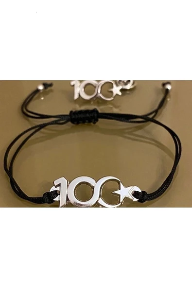100. Yıl (Yüzüncü Yıl Bileklik ) Asansör ipli Bileklik Gümüş 12 adet ürün görseli 1