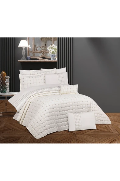GOLDROOM ALTINAY 10 PARÇA ÇİFT KİŞİLİK ÇEYİZ SETİ KREM ürün görseli 1